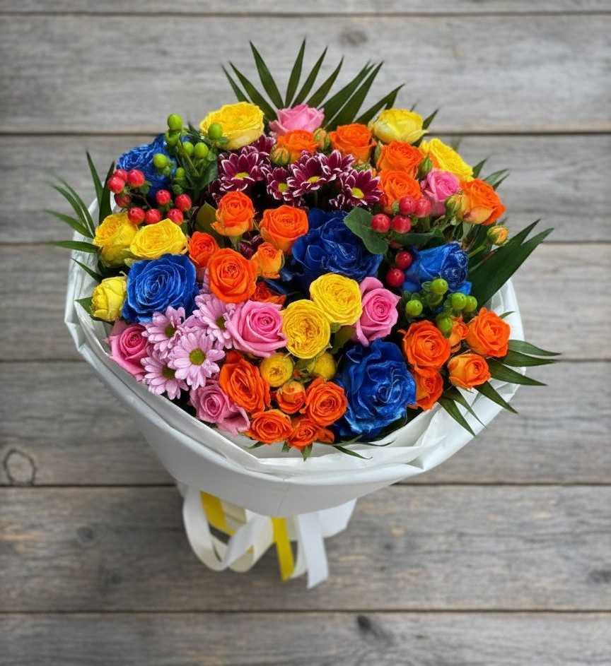 Букет цветов из: Розы и Хризантемы в Нижнеподкумском