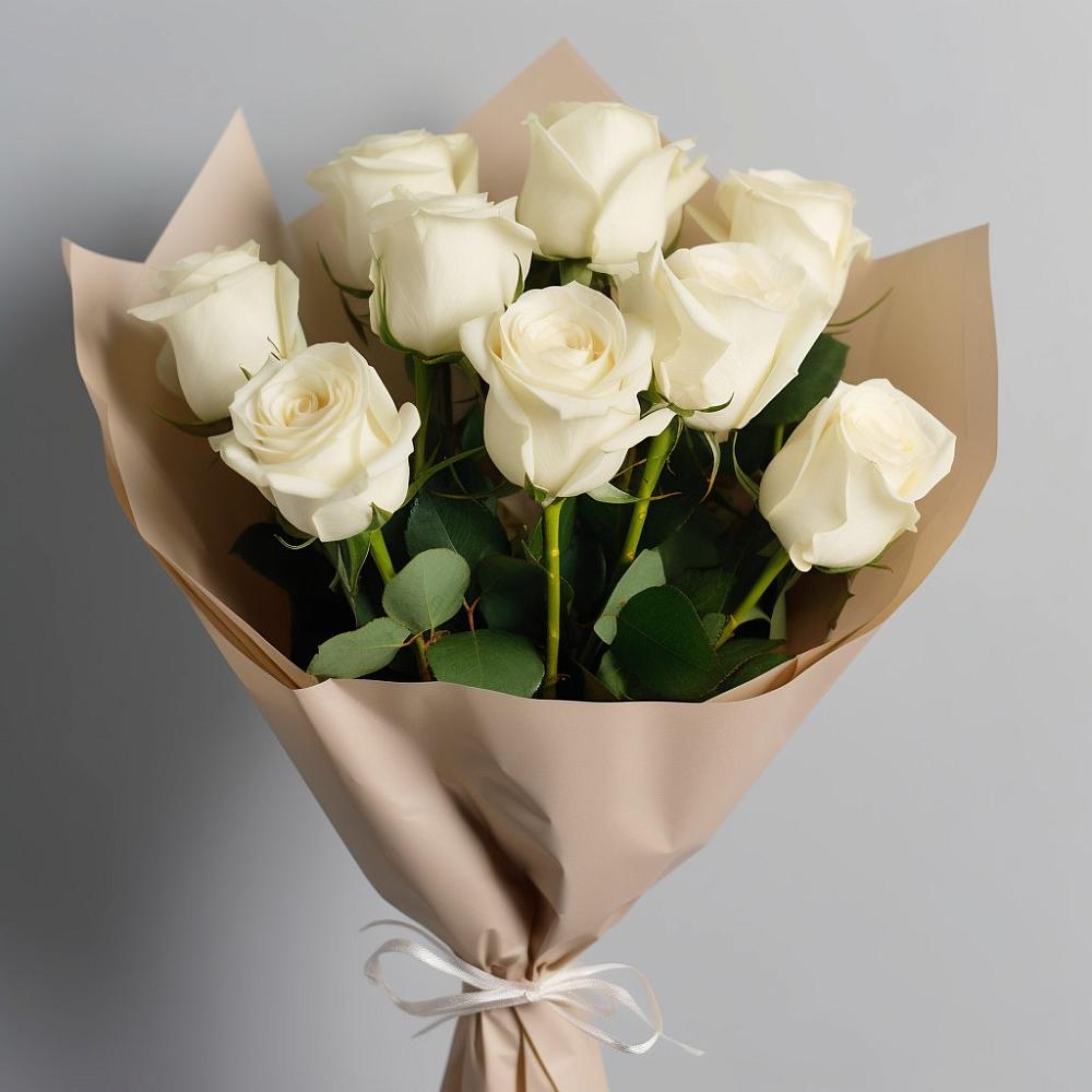 Букет 9 Белых роз Эдлесс Лав в Нижнеподкумском