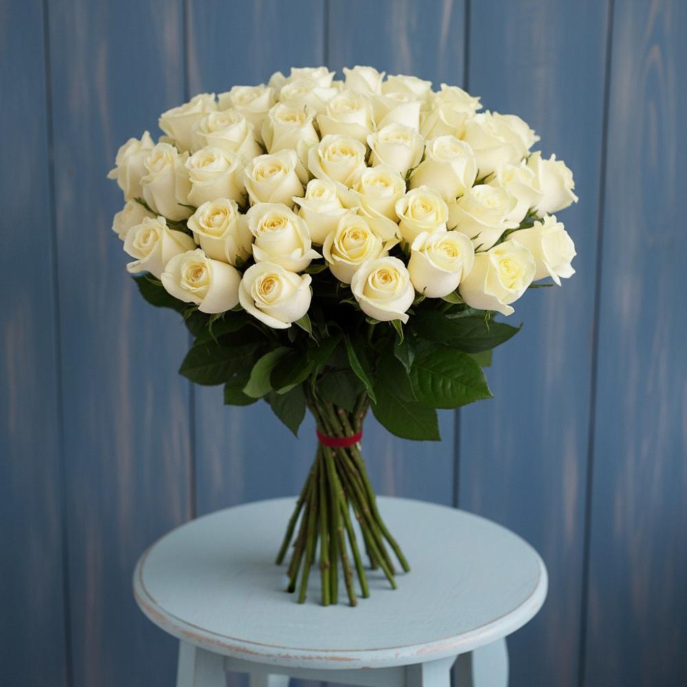 Букет 51 Белая роза Эдлесс Лав в Нижнеподкумском