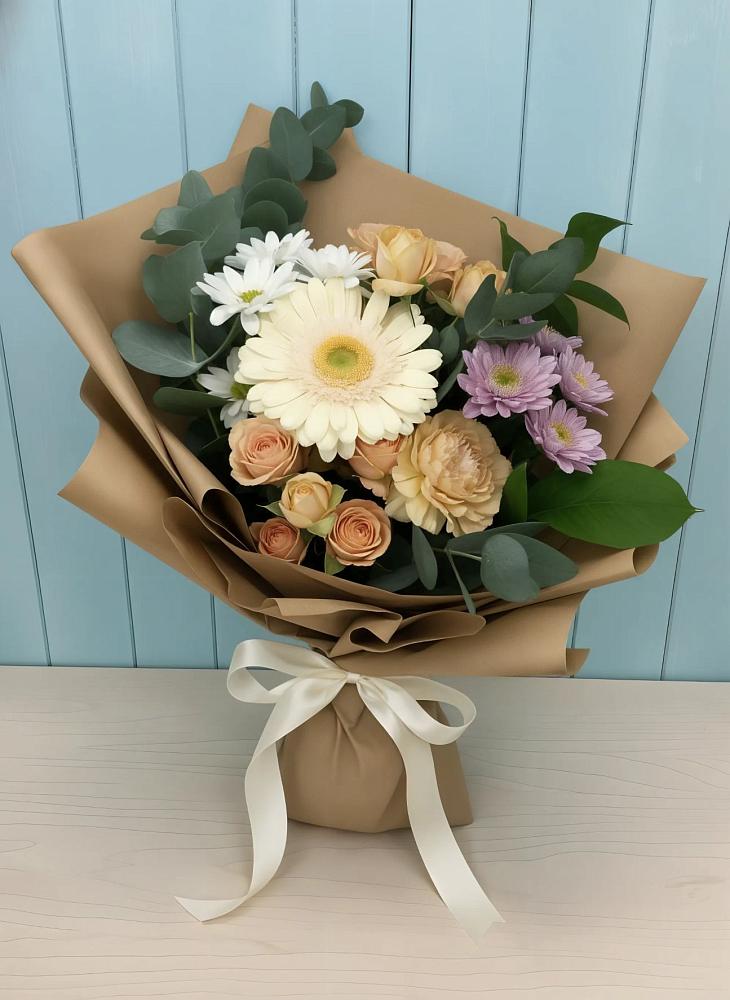 Букет цветов из: Герберы и Хризантемы в Нижнеподкумском