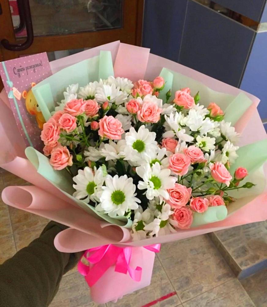 Букет цветов из: Розы и Хризантемы в Нижнеподкумском