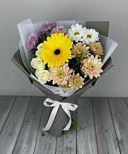 Букет цветов из:  Розы, Герберы и Хризантемы в Нижнеподкумском