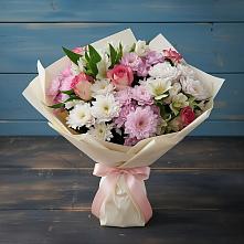 Букет цветов из:  Хризантемы, Альстромерии и Розы #REPLACE_PRED# Нижнеподкумском