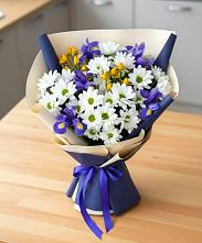 Букет цветов из:  Розы, Ирисы и Хризантемы #REPLACE_PRED# Нижнеподкумском