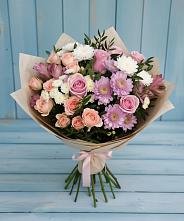 Букет цветов из:  Хризантемы, Розы и Альстромерии #REPLACE_PRED# Нижнеподкумском