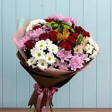 Букет цветов из:  Розы, Хризантемы и Альстромерии #REPLACE_PRED# Нижнеподкумском