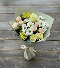 Букет цветов из:  Альстромерии, Розы и Хризантемы в Нижнеподкумском