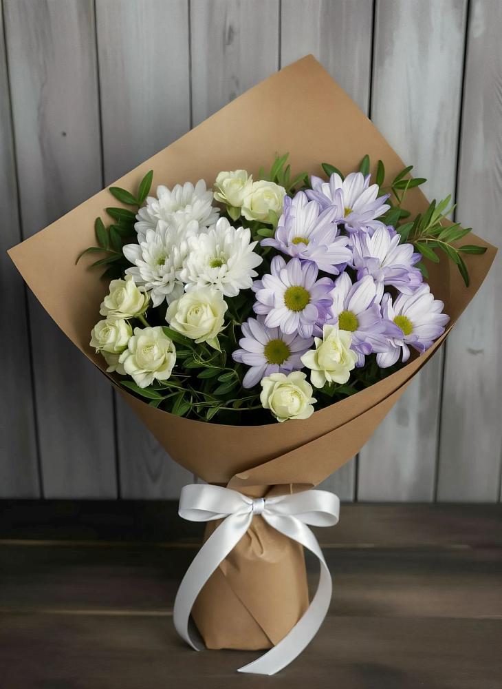 Букет цветов из: Хризантемы и Розы в Нижнеподкумском